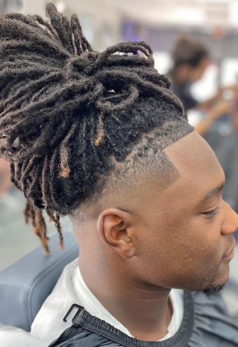 High Taper Dreads, High Top Locs Men, Drop Fade Dreads, Hightop Dreads Styles Men, High Top Locs, Dreads Undercut, High Top Loc Styles For Men, Dreads With Undercut, Braided Locs