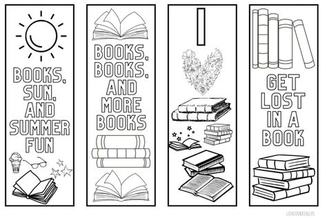 FREE Printable Bookmark Coloring Page: 12 Bookmarks to Color Book Marks To Color, Coloring Book Marks, Bookmark Colouring, Free Printable Bookmarks To Color, Bookmark Coloring Pages, Printable Bookmarks To Color, Bookmark Coloring, Coloring Bookmarks Free, Bookmarks Coloring