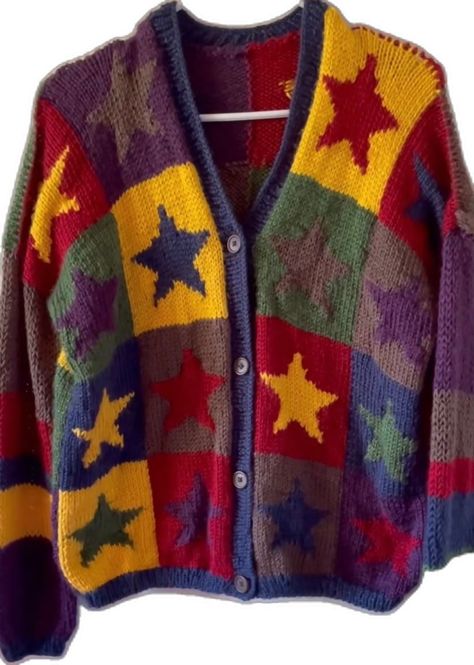 Knit Star, Star Cardigan, Funky Clothes, Crochet Patterns Filet, Silly Clothes, Crochet Cardigans, Caron Simply Soft, Funky Outfits, Sweater Crochet Pattern