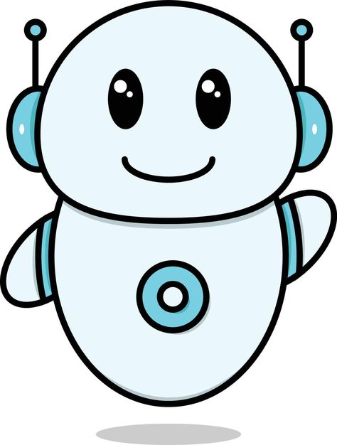 Cute Robot Vector Illustration with Happy Expression Cute Robot Illustration, Chibi Robot, Object Animation, Social Awareness Posters, Robot Icon, Happy Expression, Vector Robot, Pen Projects, Procreate Tips