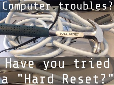 Computer troubles? Have you tried a "Hard Reset?" Funny Picture Gallery, Bad Luck Brian, Programmer Humor, Server Room, Tech Humor, Geek Life, Best Funny Pictures, Funny Photos, I Laughed