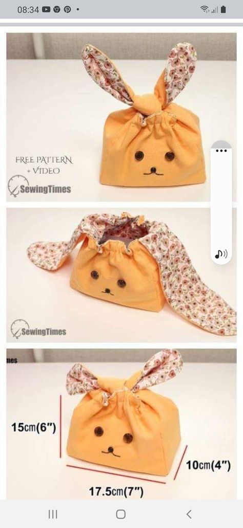 Diy Sy, Sewing Machine Projects, Folded Fabric, Bunny Bags, Cute Sewing Projects, Lunch Tote Bag, Fabric Sewing Patterns, Diy Bags Patterns, Small Sewing Projects