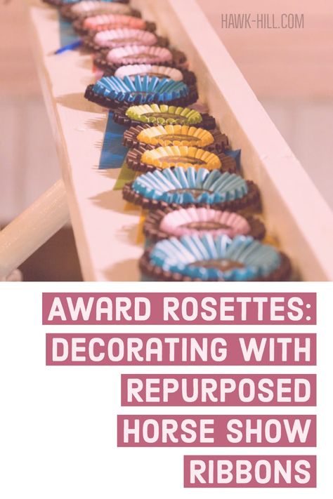 Decorating with award rosettes What To Do With Award Ribbons, Show Ribbons Ideas, Rosette Ribbon Display, How To Display Ribbons, Rosette Display Ideas, Show Ribbon Display Ideas, Horse Ribbons Display Ideas, Award Ribbon Display, Horse Ribbon Display