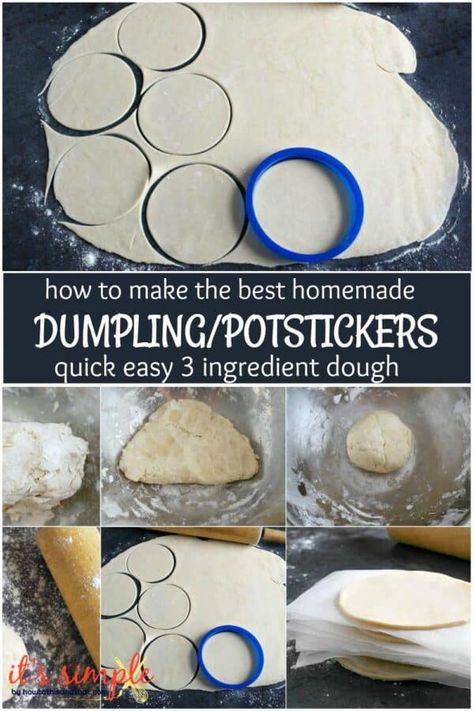 You will be amazed at how easy it is to make your own Asian dumplings/potstickers at home with this 3 ingredient dough recipe! #AsianRecipes #Dough #homemade #potstickers #dumplingrecipes #kidfriendly 3 Ingredient Dough, Homemade Dumplings Dough, Asian Dumpling Recipe, Homemade Potstickers, Homemade Dumplings Recipe, Asian Dumplings, Potstickers Recipe, Noodle Bowls Recipes, Easy Dumplings