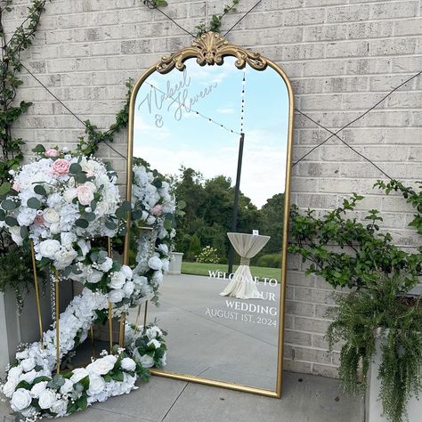 ✨Add a selfie mirror to your wedding entrance! You have the ability to customize it, please note only available for rental only locally✨ Entrance Mirror Wedding, Mirror Selfie Station, Wedding Entrance Sign Mirror, Wedding Entrance Mirror, Mirror Selfie Wedding, Wedding Selfie Mirror, Entrance Mirror, Wedding Entrance Sign, Mirror Wedding