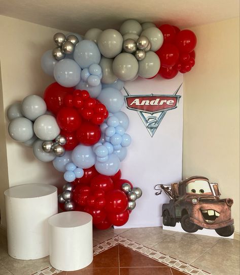 Lighting Mcqueen Balloon Garland, Lighting Mcqueen Party Decorations, Cars Theme Balloon Garland, Mcqueen Balloon Decor, Disney Cars Balloon Arch, Lightning Mcqueen Balloon Garland, Lightning Mcqueen Backdrop, Disney Cars Balloon Garland, Pixar Cars Theme Birthday Party