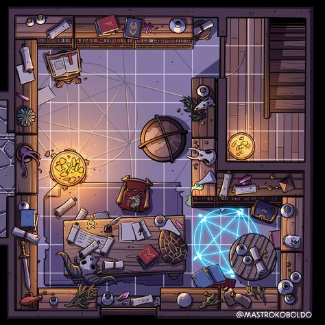 Kobold Mistress on Twitter: "My first and favorite commission, the Magician's Study 🧙 Where's the mage? Ask for the salamander 🦎 #dnd #dnd5e #fantasyart #commissionopen #mapping #rpg… https://t.co/5xr7ecEDHb" Rpg City, Rpg Wallpaper, Witch Hut, Fantasy City Map, Map Layout, Dnd World Map, Dungeon Tiles, Building Map, Fantasy World Map