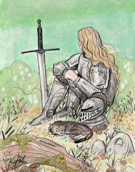 lady knight in armor Cat Fantasy Art, Lady Knight, Bel Art, Art Mignon, Female Knight, Fairytale Illustration, Knight Art, Fairytale Art, Fantasy Aesthetic