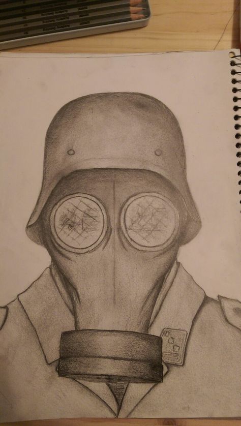 Gas Mask Drawing Sketches, Gas Mask Sketch, Ww2 Gas Mask, Soldiers Drawing, Ww1 Drawings, Ww2 Drawings, Gas Mask Drawing, History Assignment, Easy Dragon Drawings