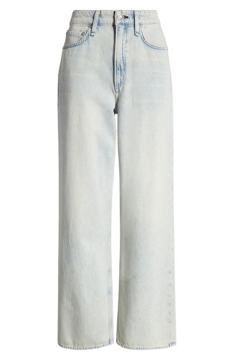 A faded light wash refreshes fan-favorite nonstretch jeans designed in a casual wide-leg silhouette. 31 1/2" inseam; 20" leg opening; 12" front rise; 15 1/2 "back rise (size 29) Zip fly with button closure Five-pocket style 100% cotton Machine wash, line dry Made in Turkey Casual Light Wash Wide-leg Flare Jeans, Clothes Png Bottoms, Fall Light Wash Wide-leg Jeans, Washed Denim Wide-leg Pants, Faded Wide-leg Fitted Jeans, Light Wash Wide Leg Pull-on Jeans, Jean Trousers, Pants Aesthetic, Light Pants