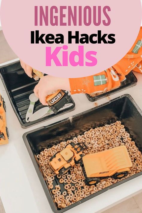 How To Make This $14 Sensory Table and 22 Other Ingenious Ikea Hacks For Kids Sleigh Bed Painted, Contemporary Bunk Beds, Amazing Ikea Hacks, Ikea Hack Kids, Ikea Kids Room, Hacks For Kids, Easy Ikea Hack, Ikea Kids, Kids Bedroom Inspiration