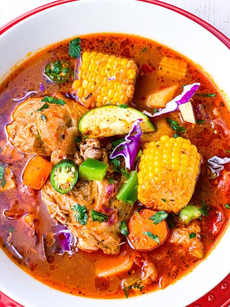 Caldo de Pollo {Mexican Chicken Soup} is a quick and easy Mexican inspired chicken soup full of potatoes, corn, fire-roasted tomatoes, zucchini, shredded cabbage, peppers, and onions. My version would make any Mexican Abuela proud! #caldodepollo #mexicansoup #chickensoup #soup #matzoballsoup Chicken Caldo, Mexican Chicken Soup, Chicken Italian, Mexican Soup Chicken, Okra Recipes, Chicken And Cabbage, Mexican Soup, Italian Soup, Mexican Chicken