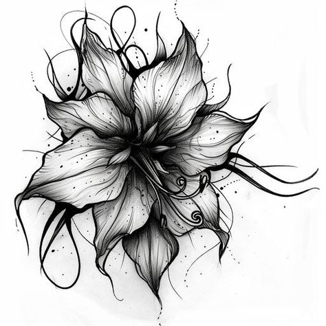 Narcissus Flower Tattoo Vector Art Amaryllis Flowers Tattoo, Myrtle Tattoo Design, Solid Black Flower Tattoo, Orange Lilies Tattoo, Flower Designs Tattoo, White Narcissus Tattoo, Hydrangea Tattoo Thigh, Narciccus Flowers Tattoo, Back Tattoo With Flowers