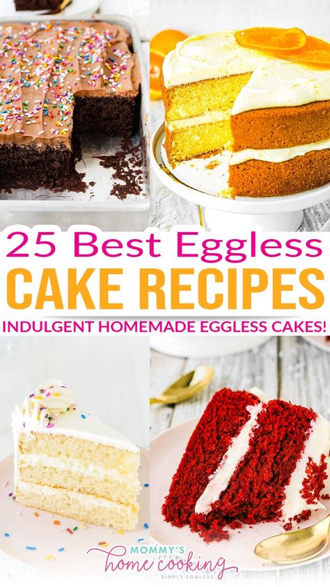 Cake Recipes Eggless, Cake Recipes Homemade, Cake Without Eggs, Eggless Cake Recipes, Cake Recipes Without Eggs, Egg Free Cakes, Egg Free Baking, Delish Cakes, Eggless Cookies