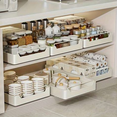 Pull Out Kitchen Storage, Organiser Cucina, Sink Basket, Drawer Rails, Seasoning Rack, Pantry Shelving, Under Sink Storage, Kitchen Pulls, Kitchen Cabinet Pulls