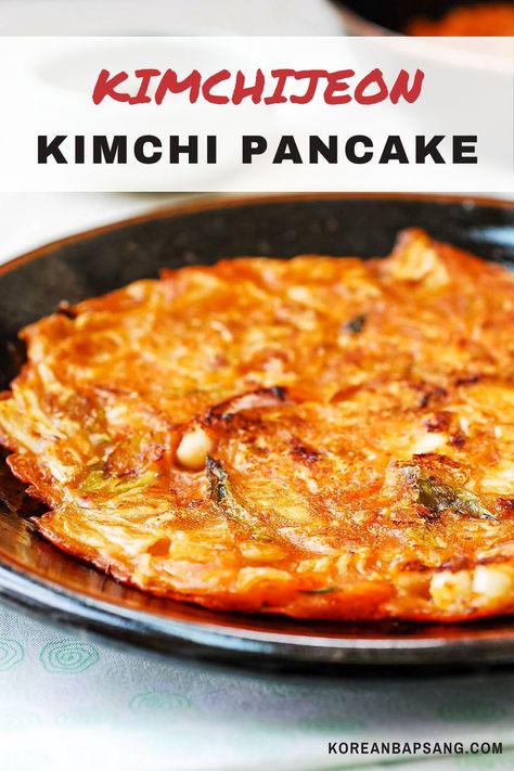 Kimchi Easy, Jeon Recipe, Kimchi Pancake Recipe, Vegetarian Kimchi, Kimchi Pancakes, Kimchi Pancake, Easy Pancake, Fermented Kimchi, Kimchi Recipe