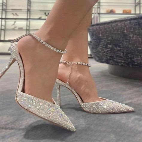 Sparkly Wedding Heels, Rhinestones Heels, Wedding Shoes Women, Bride Heels, Rhinestone Wedding Shoes, White Bridal Shoes, Diamond Heels, Bridal Pumps, Wedding Shoes Bride