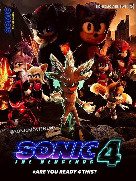 Sonic 3 Poster, Sonic Movie 3 Shadow, Shadow The Hedgehog Movie, Sonic Movie Fanart, Sonic 3 Movie, Sonic Poster, Sonic And Friends, Sonic The Hedgehog 3, Sonic The Hedgehog 4