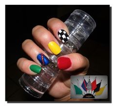 Drag Racing Nail Designs, Race Flag Nails, Race Nails Designs Checkered Flag, Indy 500 Nails, Indy Nails, Checkered Flag Nails, Race Day Nails, Race Car Nails, Race Nails