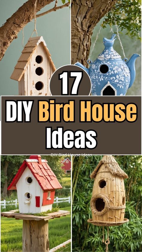 17 DIY Bird House Ideas – The DIY Desire Recycle Bird House, Bird Roosting Boxes Diy, Wood Burnt Bird House, Bird House Diy Recycled, Upcycle Bird House, Bird Feeder Station Ideas Diy Wood, Scrap Wood Birdhouse, Creative Bird Houses, Bird Feeders Diy Homemade