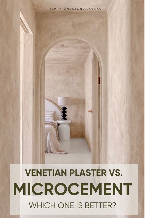 Can't decide between Venetian Plaster and Microcement for your home renovation project? With their unique textures and stunning aesthetic potential, they're the perfect choice for those looking to make a statement in their home. But which one is your best bet? Dive into our comprehensive guide as we unravel the secrets of these two extraordinary render options and provide the insight you need to make the perfect choice for your project. Venician Plaster Bathroom, Mediterranean Plaster Wall, Bathroom Remodel Mediterranean, Venetian Plaster Splashback, Plaster Basement Walls, Venetian Plaster Furniture, Diy Stucco Interior Walls, Microcement Interior Design, Limewash Vs Venetian Plaster