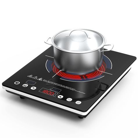 PRICES MAY VARY. 【9 Power and 10 Temperature】Far infrared coils are distributed evenly allowing the ANHANE induction cooktop to be heated uniformly under 1800W of high power, delivers most of heat to pot, provides quick heat-up and greatly reduce cooking time, more efficient than traditional gas or electric stoves , saving time and energe! 9 Power Level 200w to 1800w and 10 Temperature range 176℉ to 510℉, can meet different cooking needs: frying, boiling, steam, slow boiling and so on. 【Compatib Ceramic Stove Top, Electric Stoves, Ceramic Cooktop, Power Level, Single Burner, Electric Cooktop, Hot Plates, Gas Cooktop, Electric Stove