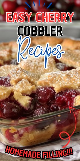 Easy Cherry Cobbler Recipe Sour Cherry Cobbler Recipe, Cherry Cobbler With Frozen Cherries, Cherry Cobbler Recipe Easy, Fresh Cherry Recipes Easy, Cherry Crisp Recipe With Fresh Cherries, Cherry Recipes Easy, Fresh Cherry Cobbler, Thanksgiving Camping, Easy Cherry Cobbler