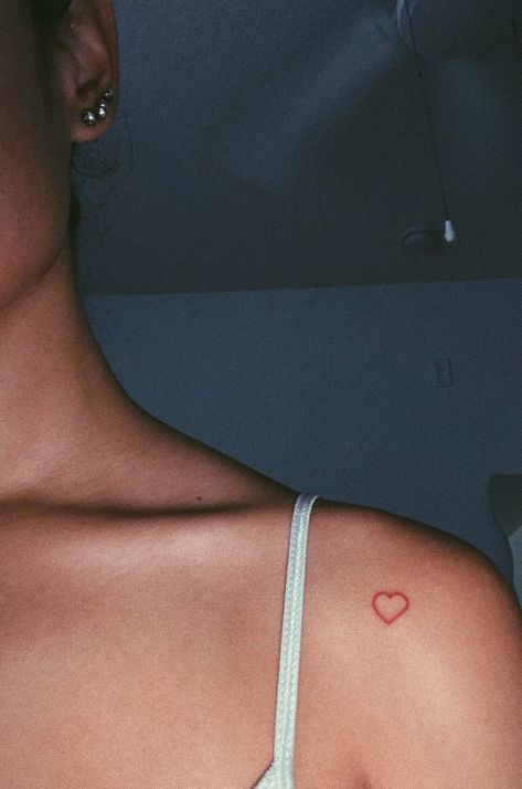 Small red heart tattoo Red Heart Tattoo, Red Heart Tattoos, Small Heart Tattoos, Bone Tattoos, Heart Tattoos, Inspiration Tattoos, Small Tattoos Simple, Red Ink Tattoos, Red Tattoos