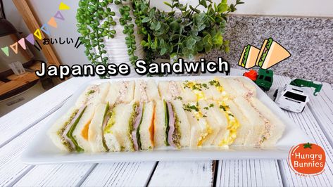 How to make Japanese Sandwiches, Japanese egg salad sandwich, tuna sandwich, ham sandwich with pesto sauce, Tamago sando, sandoichi, 3 ways Japanese sandwiches, appetizers for parties, picnic food ideas, mayonnaise lovers Japanese Tuna Sandwich, Popular Sandwiches, Japanese Sandwiches, Lettuce Sandwich, Tuna Sandwiches, Japanese Sandwich, Brunch Sandwich, Lunch Picnic, Tuna Sandwich