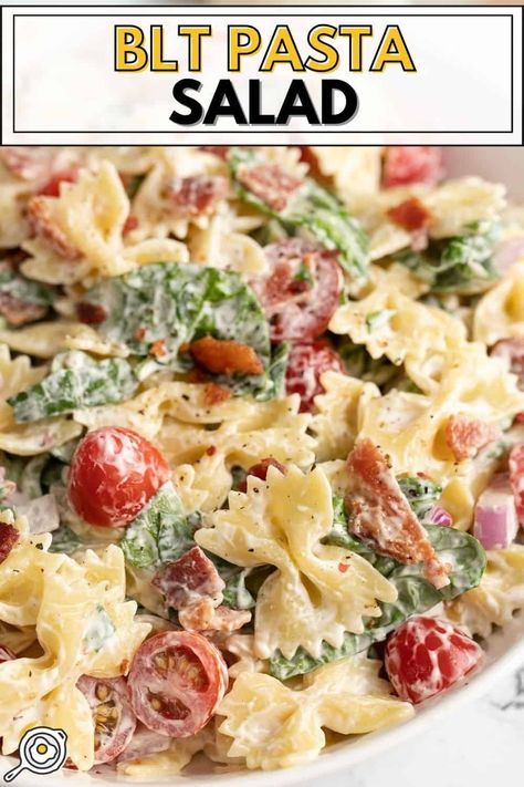 This BLT pasta salad recipe is the perfect summer meal! It's easy to make, full of flavor, and perfect for a potluck or picnic. Essen, Cold Pasta Salad Recipes Easy, Summer Pasta Salad Recipes Cold, Summer Picnic Salads, Easy Cold Pasta Salad, Blt Pasta Salad Recipe, Blt Salad Recipe, Cold Pasta Dishes, Summer Pasta Salad Recipes