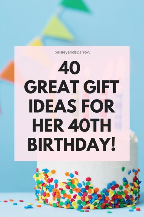 40 great gift ideas for her 40th birthday! Give a unique and fun birthday gift to celebrate a milestone birthday. Special 40th Birthday Gift Ideas For Her, Fun 40th Birthday Gifts For Women, 40 Gifts For 40th Birthday Women, 40 Gifts For 40th Birthday, Moms 40th Birthday Ideas Gift, 40th Birthday Gifts Women, 40th Birthday Party Ideas For Women Diy, 40th Birthday Present Ideas For Women, Daughters 40th Birthday Ideas