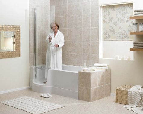 Bathtub For Elderly, Refinish Bathtub, Bathtub Remodel, Luxury Shower, Simple Bathroom, Shower Design, Bathroom Renovations, Bathroom Interior Design, Tile Bathroom