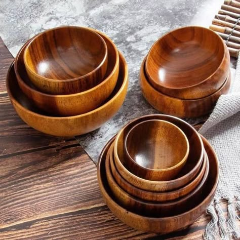 Wood Bowls And Plates, Wooden Dish Set, Wooden Dinnerware Set, Wood Plates Ideas, Japanese Kitchenware, Wooden Dinnerware, Restaurant Japanese, Wooden Plates And Bowls, Gerobak Dorong