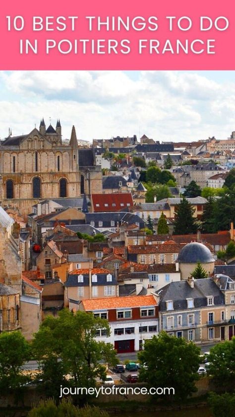 Are you looking for the best things to do in Poitiers? Poitiers, in western France, is the regional capital of Poitou-Charentes. It’s a city that’s been around for more than two millennia, and it has a ton of cool historical sites and cultural landmarks to see. Poitiers joined the ranks of the World Heritage Sites … The post 10 Best Things To Do In Poitiers appeared first on Journey To France. Poitiers France, Western France, French City, France Aesthetic, Paris Travel Tips, Paris Aesthetic, Beautiful Travel Destinations, Paris At Night, French Culture