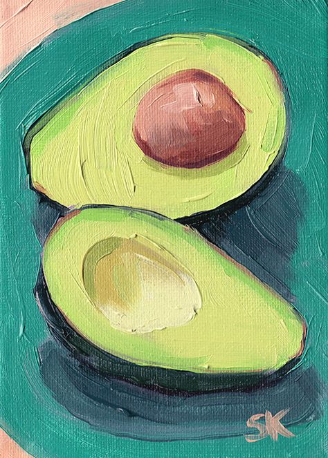 Avocado Painting, Avocado Art, Tulip Wall Art, Cuadros Diy, Ballerina Art, Art Essentials, Colorful Oil Painting, Food Painting, Oil Painting Flowers