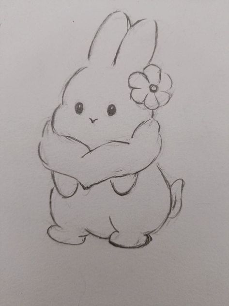 Rabbit Sketch Simple, Bunny Sketch Cute, Cute Bunny Drawing Simple, Easy Bunny Drawing Simple, Cute Rabbit Drawing Easy, Bunny Sketch Simple, Cute Rabbit Sketch, Cute Bunnies Drawing, How To Draw A Rabbit