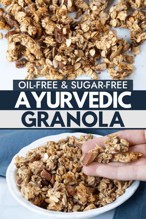 Ayurvedic Granola (Oil-free, Sugar-free) Sugar Free Granola Recipe, Sugar Free Granola, Canadian Recipes, Vegetarian Brunch, Granola Recipe Healthy, Raw Pumpkin Seeds, Grain Free Granola, Granola Healthy, Granola Recipe