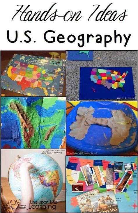 Learn about US geography with these hands-on ideas and activities. Elementary Geography Activities, Elementary Geography, United States Geography, Introduction Activities, Geography Project, Us Geography, Montessori Geography, Social Studies Notebook, Geography For Kids