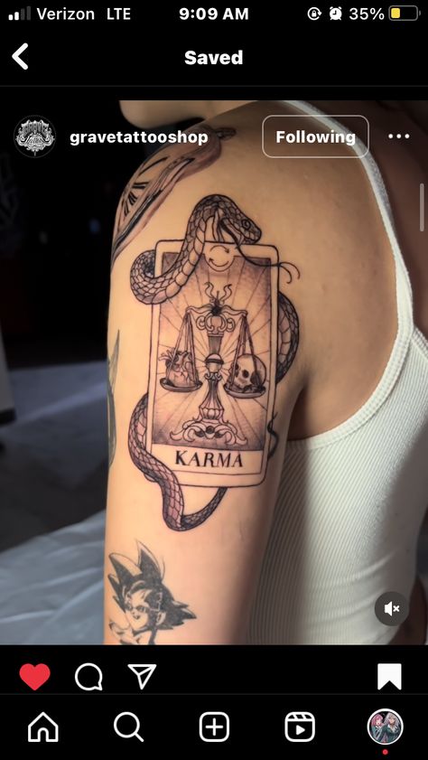 Dancing With Demons Tattoo, Justice Tattoo Tarot, Accordian Tattoos, Vengeance Tattoo Ideas, Shoulder Tattoos For Women Patchwork, Picture To Burn Tattoo, Strength Card Tattoo, Tattoo Ideas Female Witchy, Perfectly Misaligned Tattoo