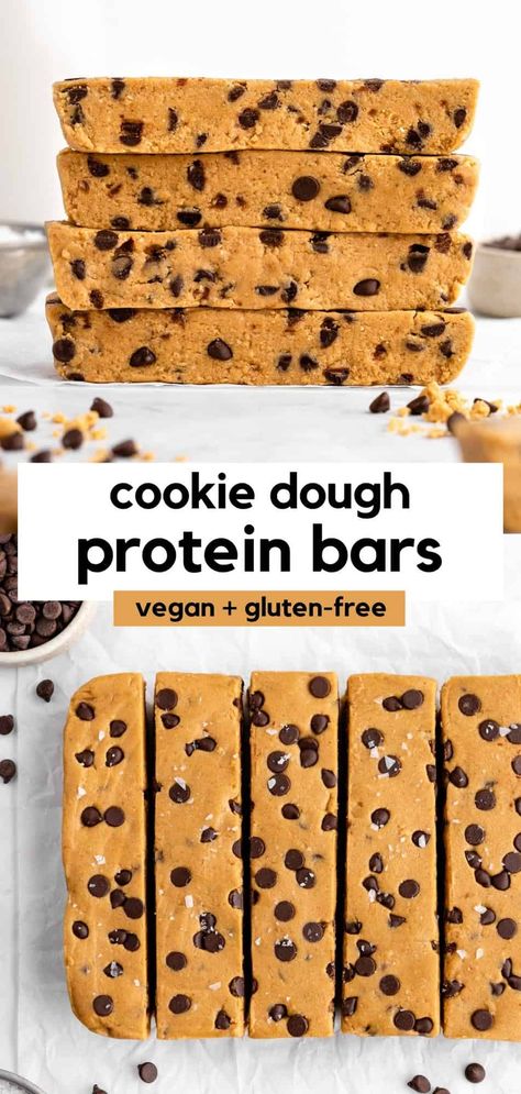 Protein Bars Vegan, Cookie Dough Protein Bars, Homemade Protein Bars, Fitness Snacks, Cookie Dough Protein, Chickpea Cookie Dough, Homemade Cookie Dough, Chickpea Cookies, High Protein Snack