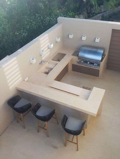 Backyard Kitchen Ideas, Small Outdoor Kitchen Design, Kitchen Ideas Outdoor, Small Outdoor Kitchens, Outdoor Bbq Grill, Modern Outdoor Kitchen, Bbq Grill Design, Outdoor Kitchen Plans, Outdoor Bbq Kitchen