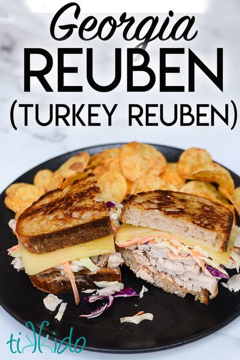 Georgia Reuben Turkey Sandwich (Like Zingerman's Deli) Ruben Sandwich Turkey, Deli Sliced Turkey Recipes, Best Reuben Sandwich Recipe, Bbq Turkey Sandwich, Turkey Reuben Sandwich, Best Icing Recipe, Homemade Russian Dressing, Turkey Reuben, Reuben Recipe