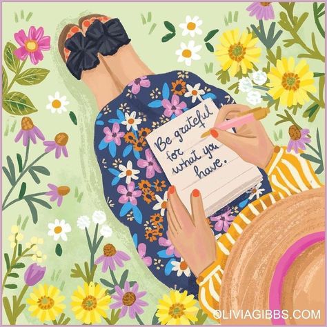 The list of New Year‘s resolutions has turned into one of the most popular traditions wor Happy Things Pictures, Cute Thoughts Quotes, Grateful Illustration, Grateful Pictures, Grateful Aesthetic, Olivia Gibbs, Happiness Illustration, Happiness Painting, Things To Be Happy About