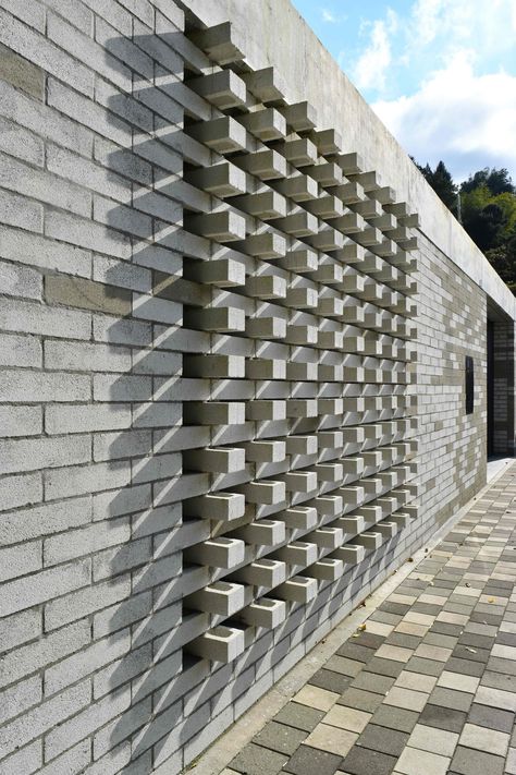 Decorative Concrete Blocks, Concrete Block Walls, House Design Exterior, Brick Masonry, Decorative Concrete, Brick Architecture, Brick Facade, Design Exterior, Brick Design