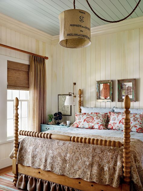 Creating a Vintage Look in a New Home | Southern Living Southern Living House Plans, Blue Ceilings, Coastal Bedrooms, Dreamy Bedrooms, Decor Trends, Master Bedrooms Decor, Main Bedroom, Southern Living, Beautiful Bedrooms