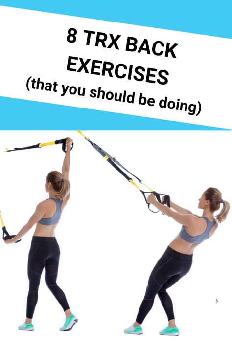 8 Awesome TRX back exercises for strength, toning and fat burning. Do this upper body workout routine at home, at the park, or anywhere. Includes lower back stretch, and exercises to strengthen your lower, mid and upper back. Beginners TRX workouts for women and for men to work arms and back. #workoutsforwomen #workoutsformen #workoutsforbeginners #exercises #upperbodyworkout Trx Back Exercises, Trx Workouts For Women, Lower Back Stretch, Suspension Workout, Stretch Your Back, Trx Full Body Workout, Overhead Squat, Trx Exercises, Hip Hinge