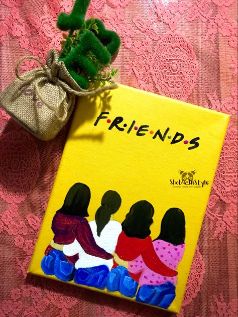 Bestie Paintings, Friendship Paintings Ideas, Friendship Paintings Best Friends, Friendship Drawings Sketches, Drawing For Friends, Friends Canvas Painting Ideas, Friend Painting Ideas, Ocean Captions, Friendship Paintings