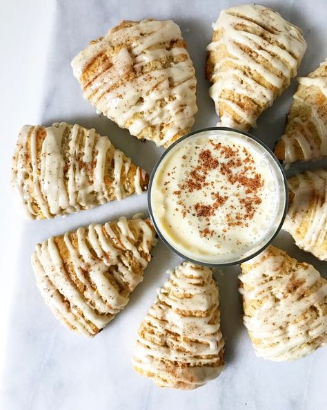 Eggnog Scones Holidays, Egg Nog Scones Recipe, Recipes That Use Eggnog, Sourdough Eggnog Scones, Holiday Scones Recipe, Baking With Eggnog, Egg Nog Baking Recipes, Eggnog Baking Recipes, Scone Recipes Easy