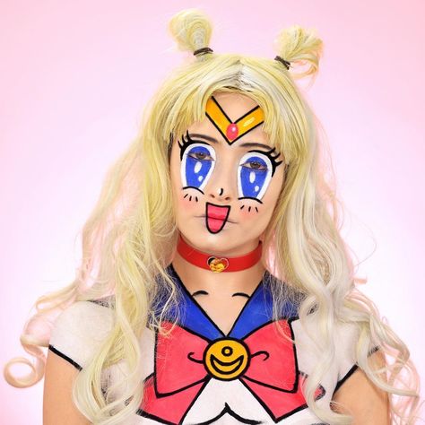 Annie Thomas on Instagram: “Sailor Moon💫 I’ve had so many requests to do Sailor Moon, and just anime characters in general so I hope you love it! I altered an old…” Sailor Moon Face Paint, Moon Face Paint, Amazon Wig, 2024 Makeup, Moon Face, Halloween 2024, Magical Girl, Makeup Inspo, Sailor Moon