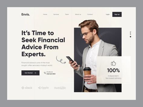 Modern Landing Page, Financial Website, Creative Market Design, Landing Page Inspiration, Creative Design Agency, Directory Design, Inspiration Images, Professional Web Design, Financial Advisor